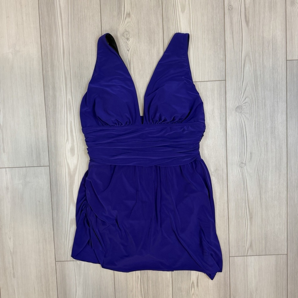 Magicsuit Celine Deep V-Neck One-Piece Swimdress Passion Purple Women's Size‎ 16